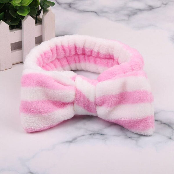 2019 Coral Fleece Hair bow Headband Women Wash Face Makeup Bath Mask Cosmetic Soft Elastic Hairband Turban Hair Accessories