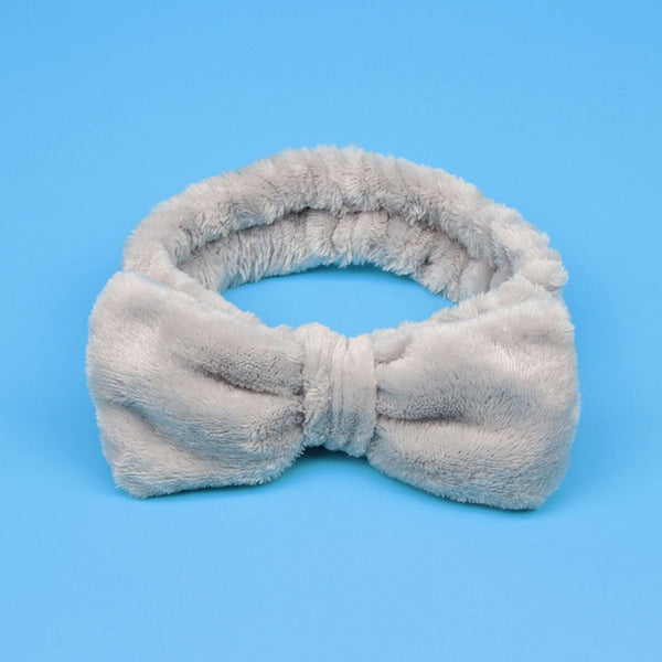 Coral Fleece Makeup Bow Headband For Women Wash Face Lady Bath Mask Cosmetic Hairband Elastic Soft Turban Hair Accessories