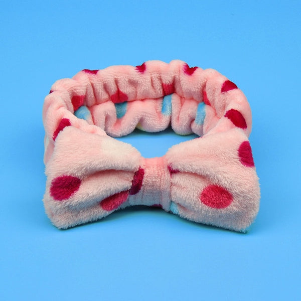 Coral Fleece Makeup Bow Headband For Women Wash Face Lady Bath Mask Cosmetic Hairband Elastic Soft Turban Hair Accessories
