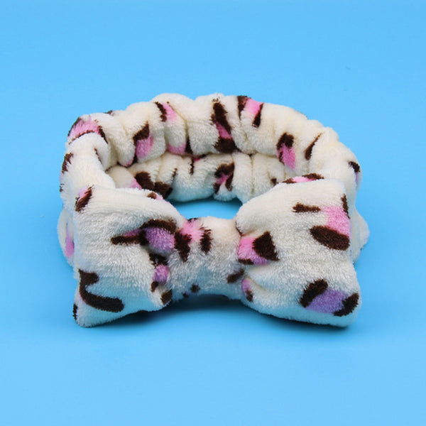 Coral Fleece Makeup Bow Headband For Women Wash Face Lady Bath Mask Cosmetic Hairband Elastic Soft Turban Hair Accessories