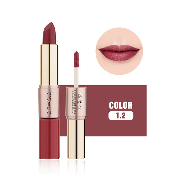 O.TWO.O 12 Colors Lips Makeup Lipstick Lip Gloss Long Lasting Moisture Cosmetic Lipstick Red Lip Matte Lipstick Waterproof