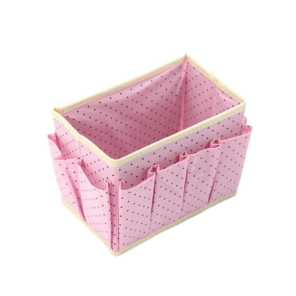 Cute Dots Desktop Cosmetic Organizer Makeup Storage Boxes Bins Non-woven Wash Accessories Boxes
