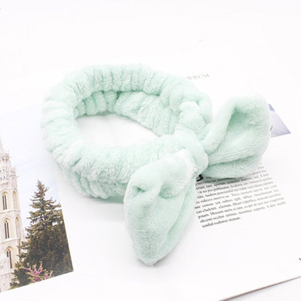 Coral Fleece Makeup Bow Headband For Women Wash Face Lady Bath Mask Cosmetic Hairband Elastic Soft Turban Hair Accessories