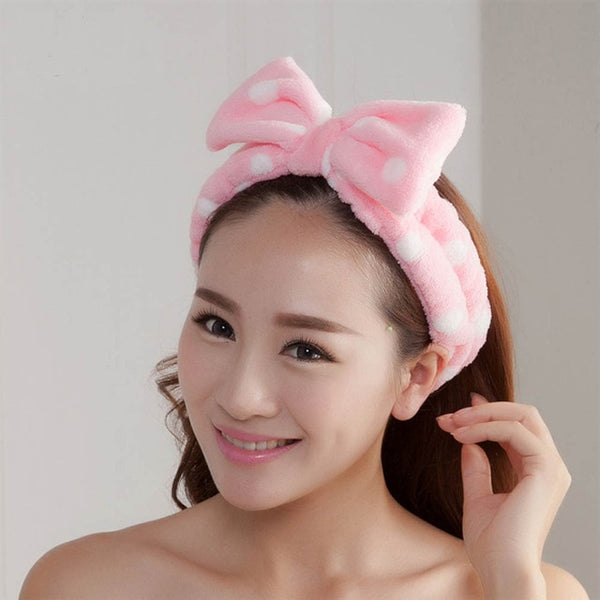 Coral Fleece Makeup Bow Headband For Women Wash Face Lady Bath Mask Cosmetic Hairband Elastic Soft Turban Hair Accessories