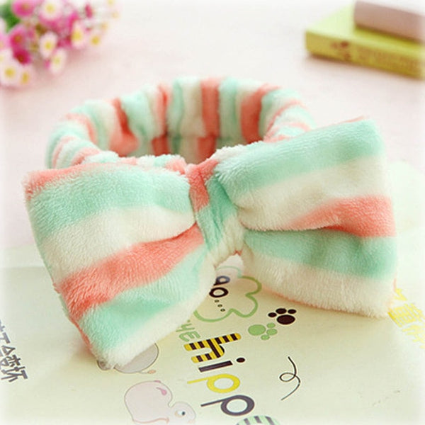 Coral Fleece Makeup Bow Headband For Women Wash Face Lady Bath Mask Cosmetic Hairband Elastic Soft Turban Hair Accessories