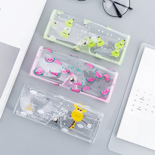 1 PCS Cartoon Cute Travel Transparent PVC Eye Glasses Cosmetic Makeup  Earphone Organizer Bag Case
