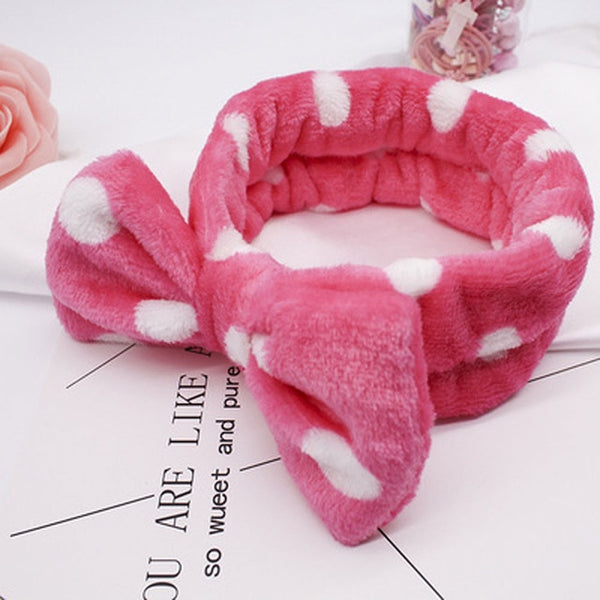 Coral Fleece Makeup Bow Headband For Women Wash Face Lady Bath Mask Cosmetic Hairband Elastic Soft Turban Hair Accessories