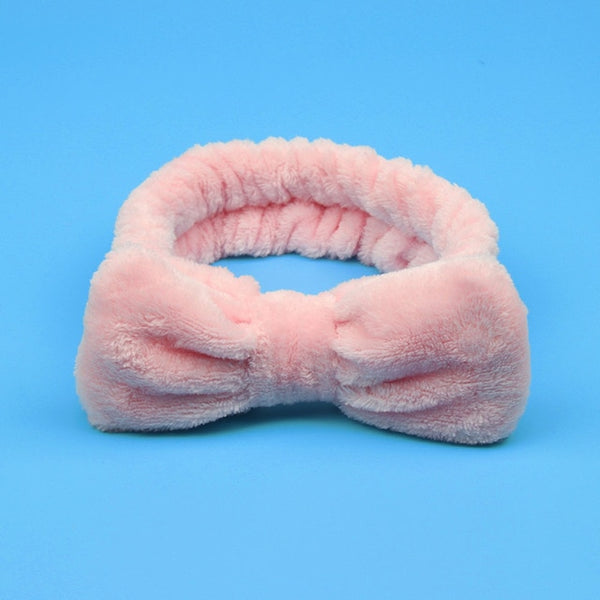 Coral Fleece Makeup Bow Headband For Women Wash Face Lady Bath Mask Cosmetic Hairband Elastic Soft Turban Hair Accessories
