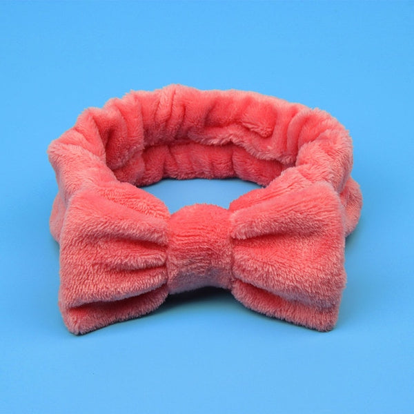 Coral Fleece Makeup Bow Headband For Women Wash Face Lady Bath Mask Cosmetic Hairband Elastic Soft Turban Hair Accessories