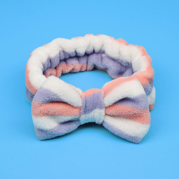 Coral Fleece Makeup Bow Headband For Women Wash Face Lady Bath Mask Cosmetic Hairband Elastic Soft Turban Hair Accessories