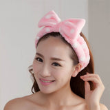 Coral Fleece Makeup Bow Headband For Women Wash Face Lady Bath Mask Cosmetic Hairband Elastic Soft Turban Hair Accessories